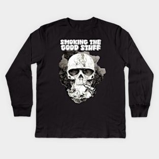 Cigar Hobby No. 2: "Smoking the Good Stuff"... Cigars that is... on a Dark Background Kids Long Sleeve T-Shirt